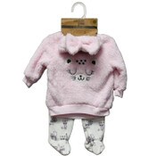 Wholesale - 3pc LEOPARD PINK FOOTED PANT SET C/P 48, UPC: 191655230413